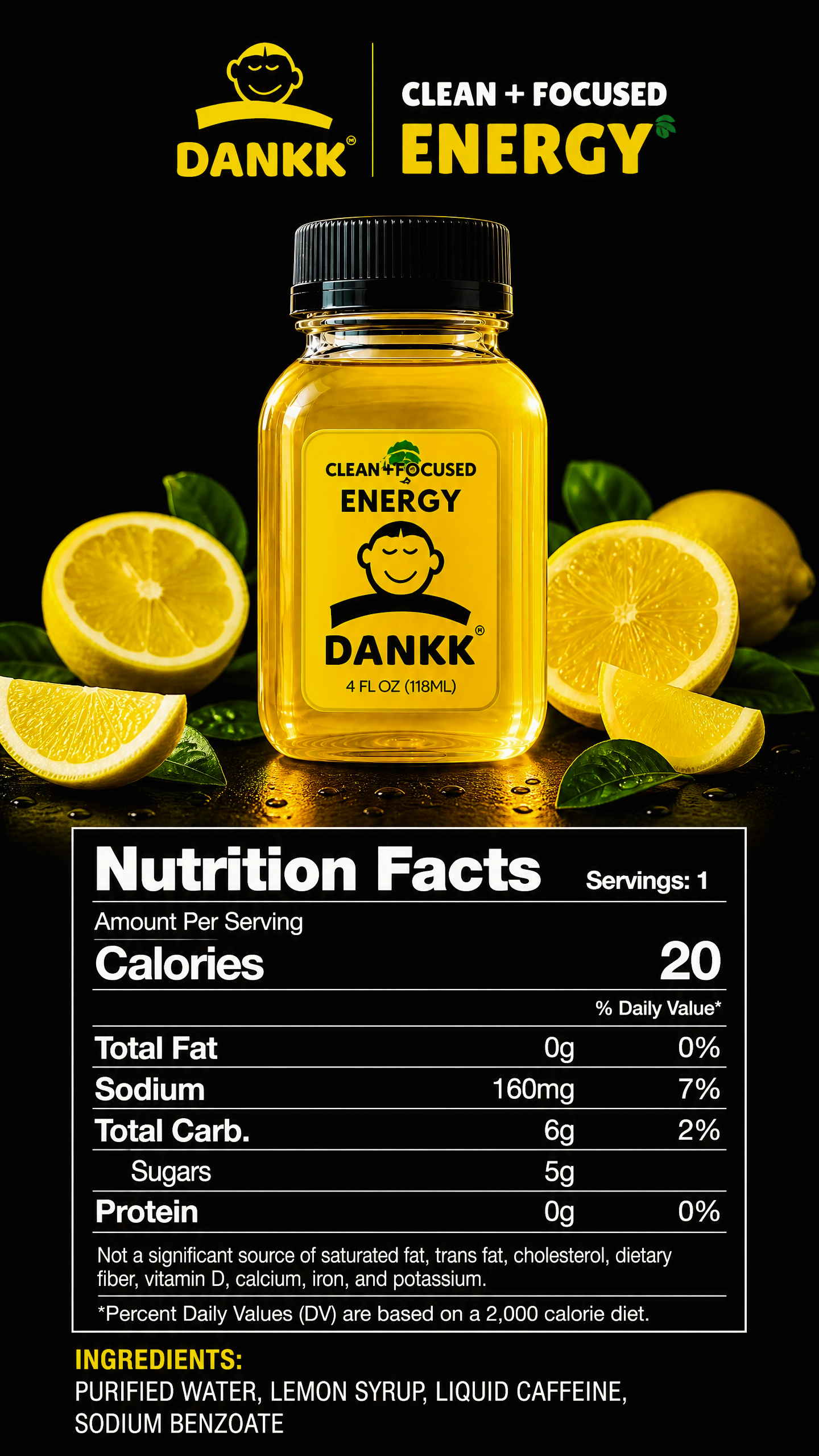 DANKK Nutrition Facts panel showing only 4 ingredients