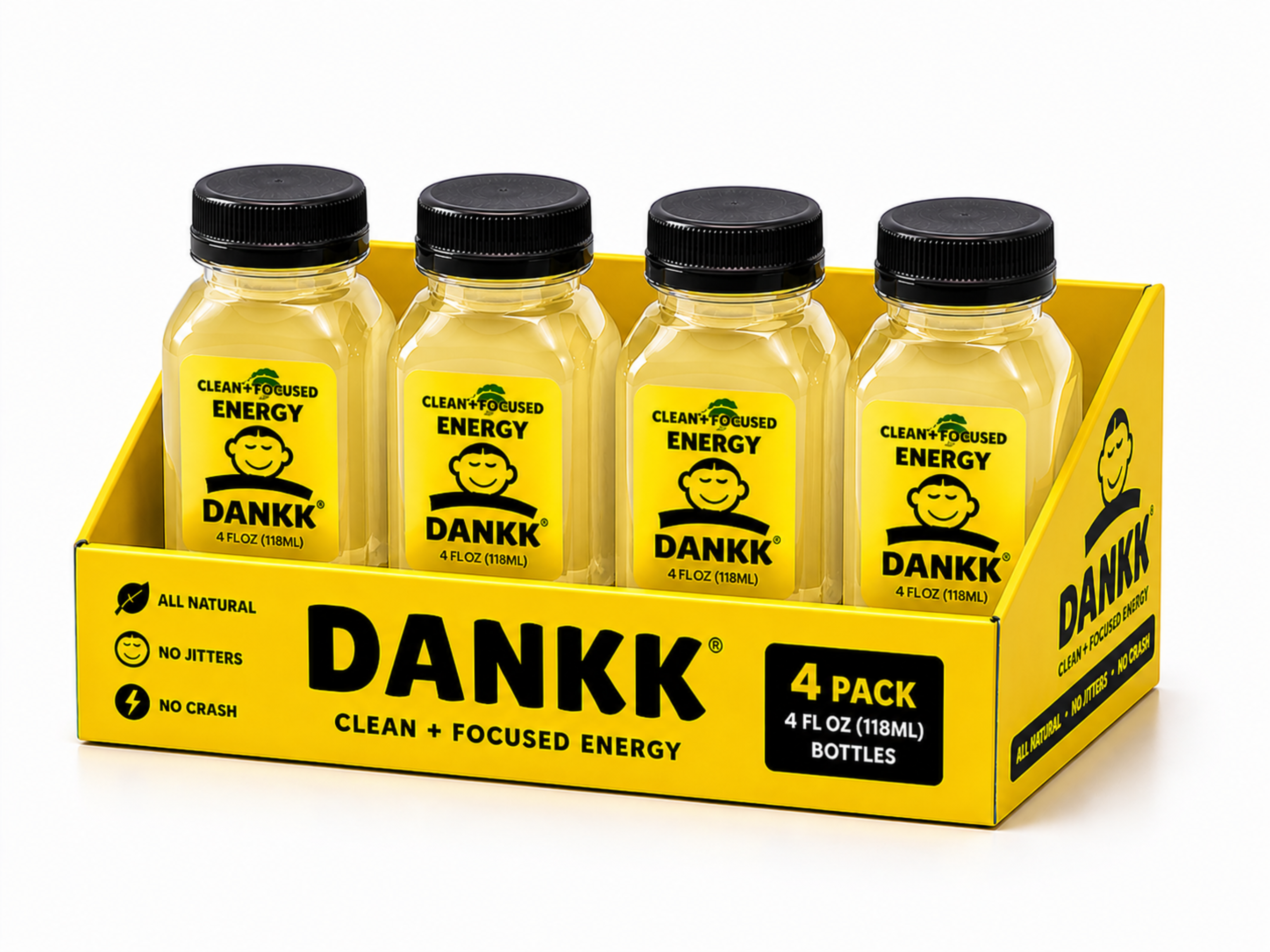 DANKK 4-pack box of energy shot bottles