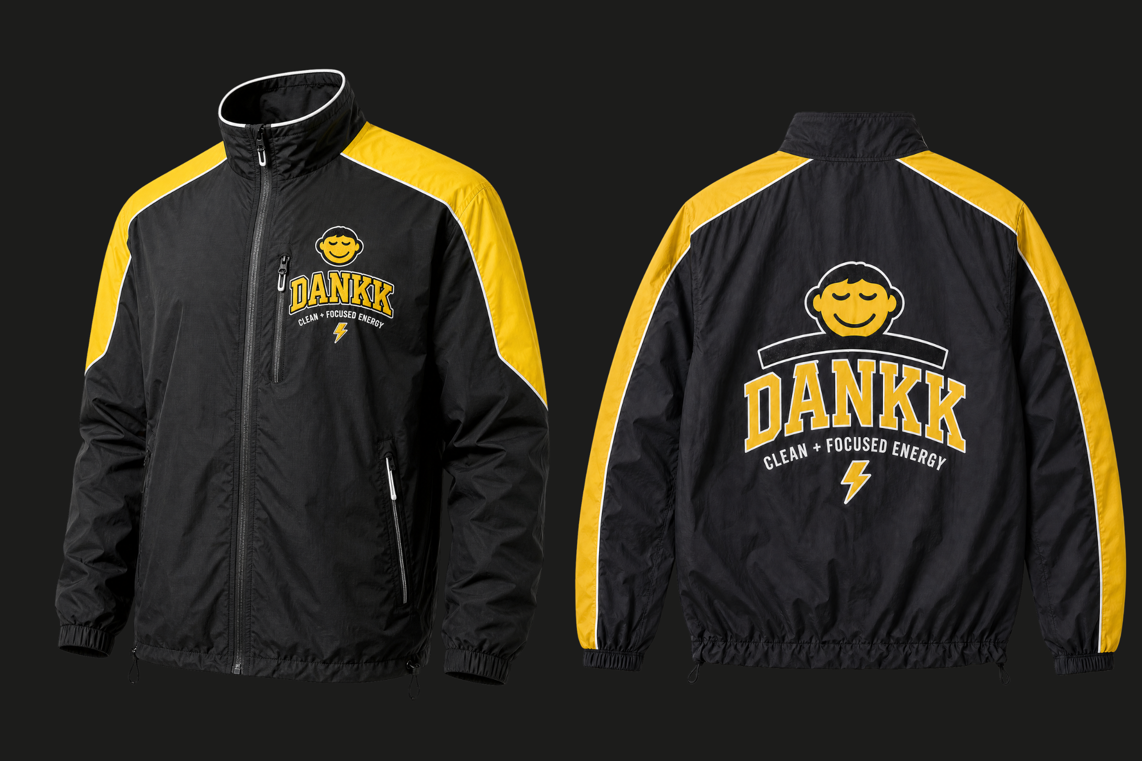 Black DANKK snapback cap with yellow underbrim